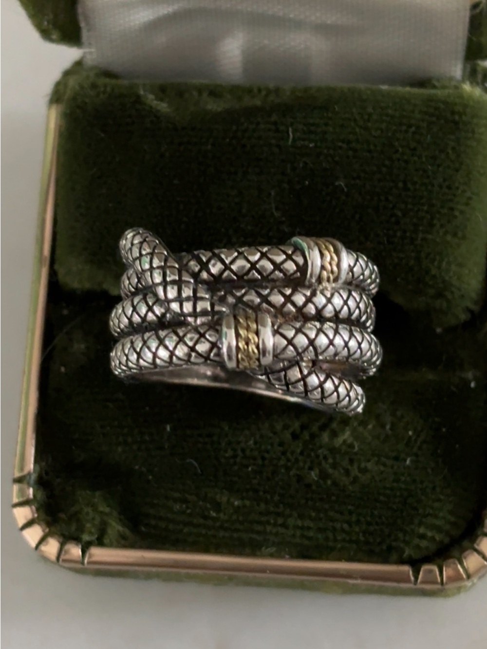 Andrea Candela 4 Row Two-Tone Ring in 18k Gold and in Silver